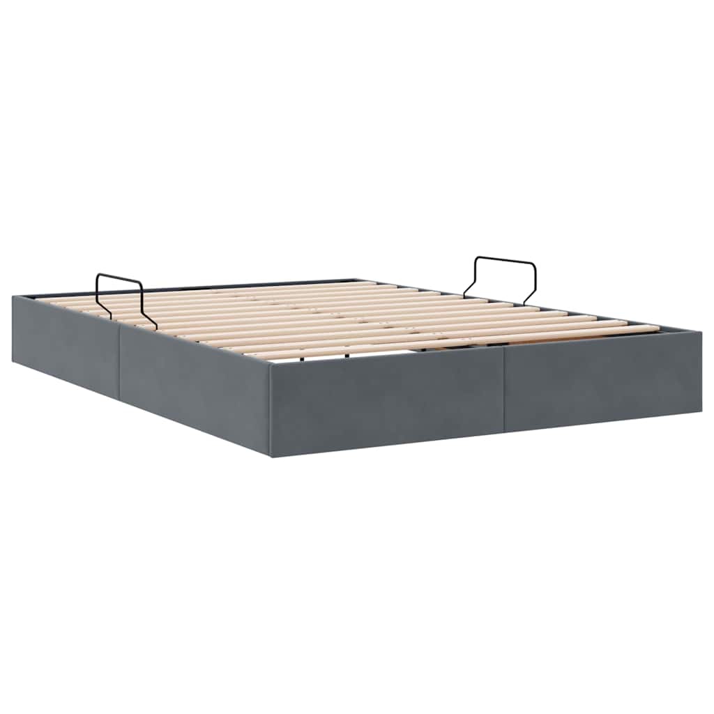 Letto con Contenitore Grigio Scuro 135 x 190 cm Velluto | homemem39