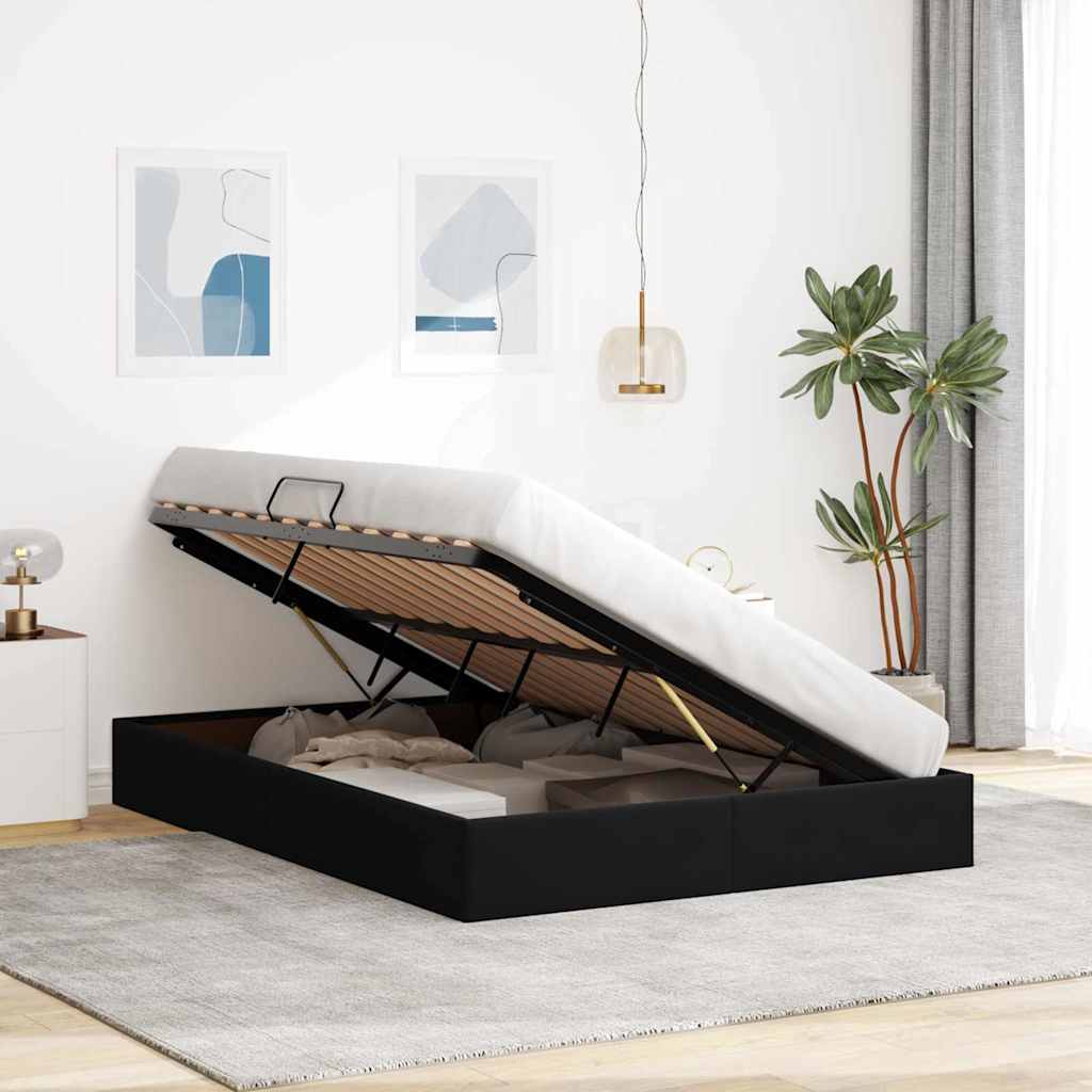 Letto con Contenitore Nero 135 x 190 cm Velluto | homemem39