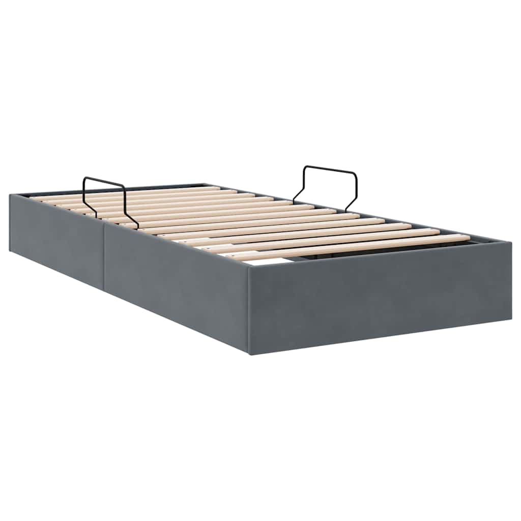 Letto con Contenitore Grigio Scuro 100 x 190 cm Velluto | homemem39