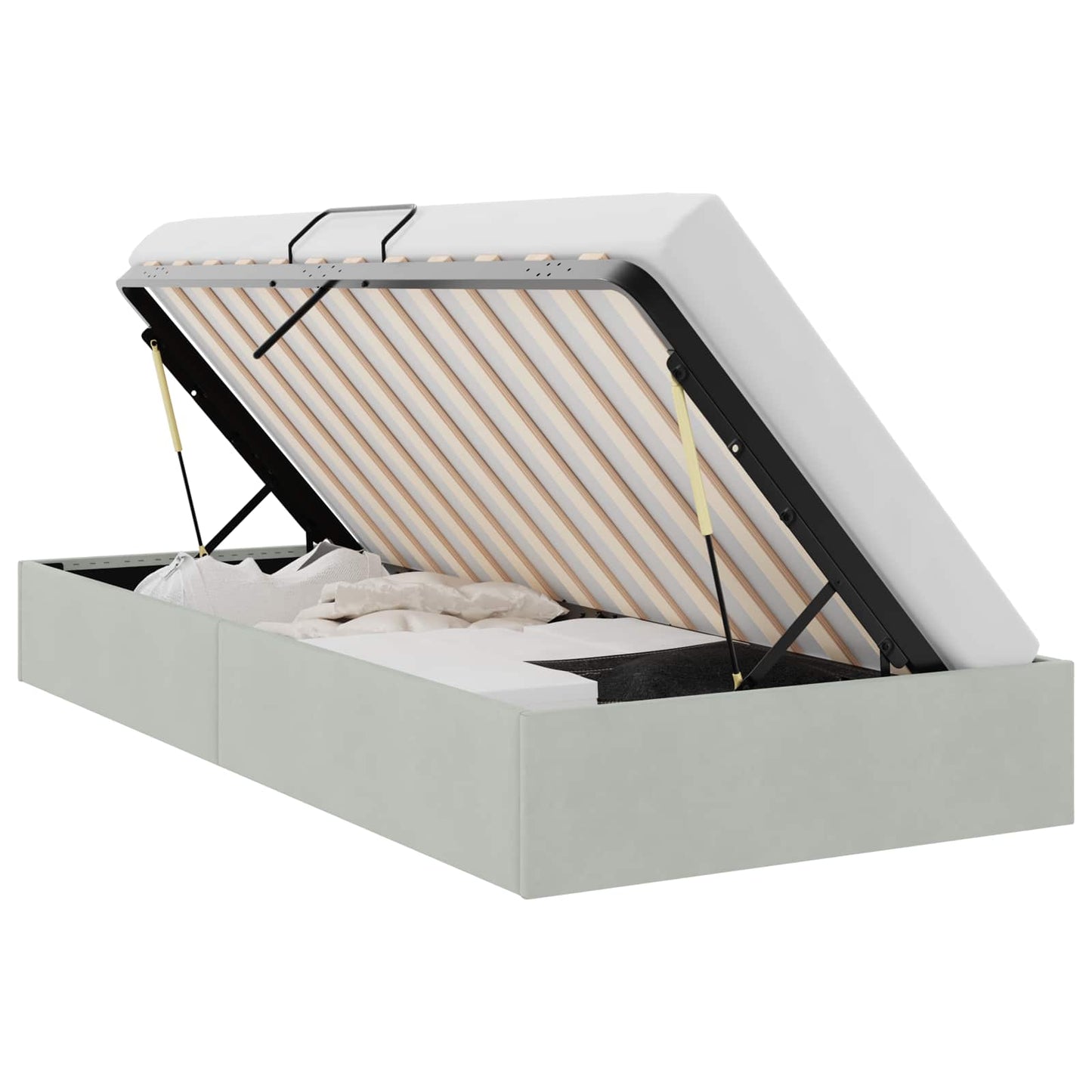 Letto con Contenitore Grigio Chiaro 100 x 203 cm Velluto | homemem39