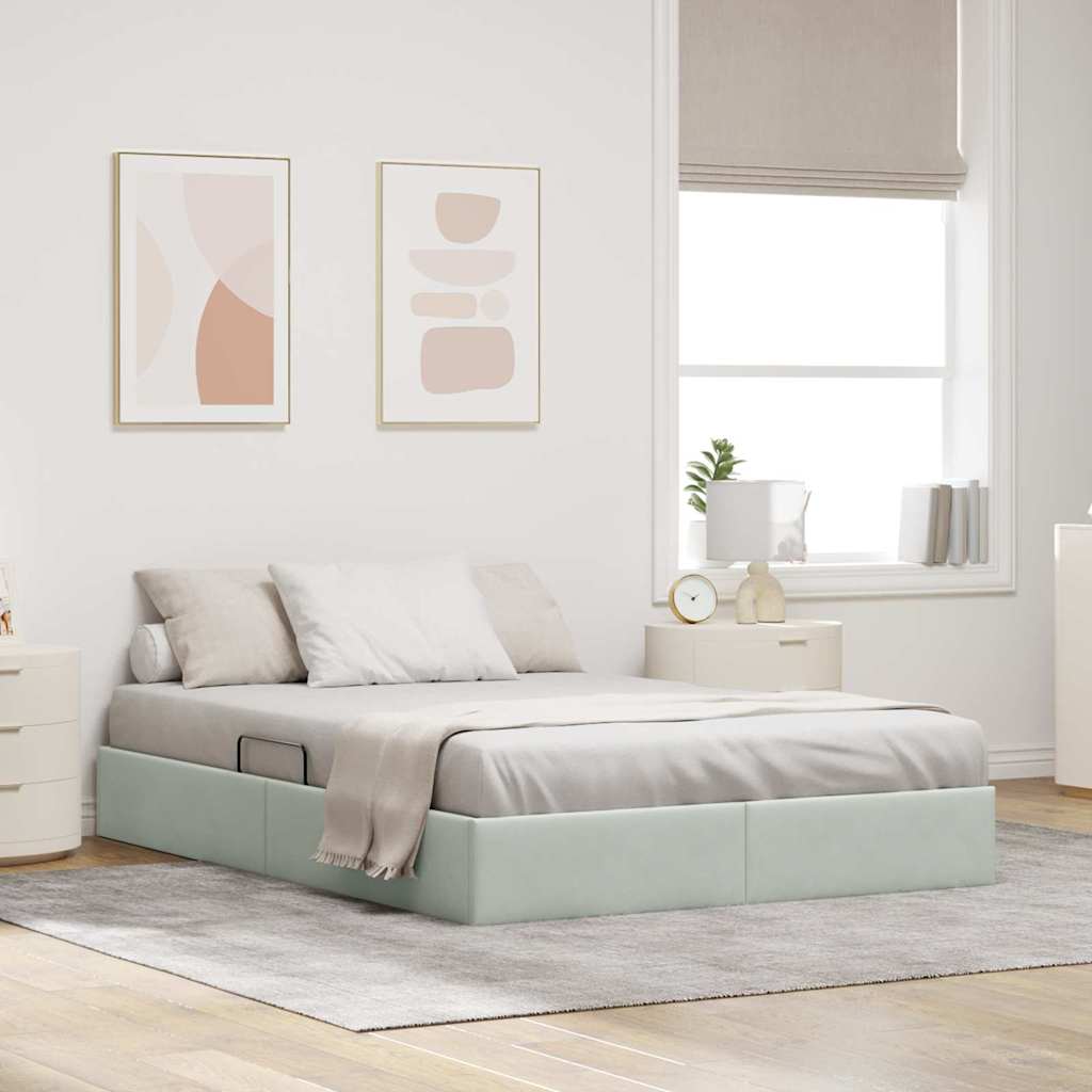Letto con Contenitore Grigio Chiaro 137 x 190 cm Velluto