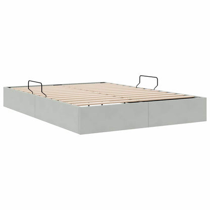 Letto con Contenitore Grigio Chiaro 137 x 190 cm Velluto