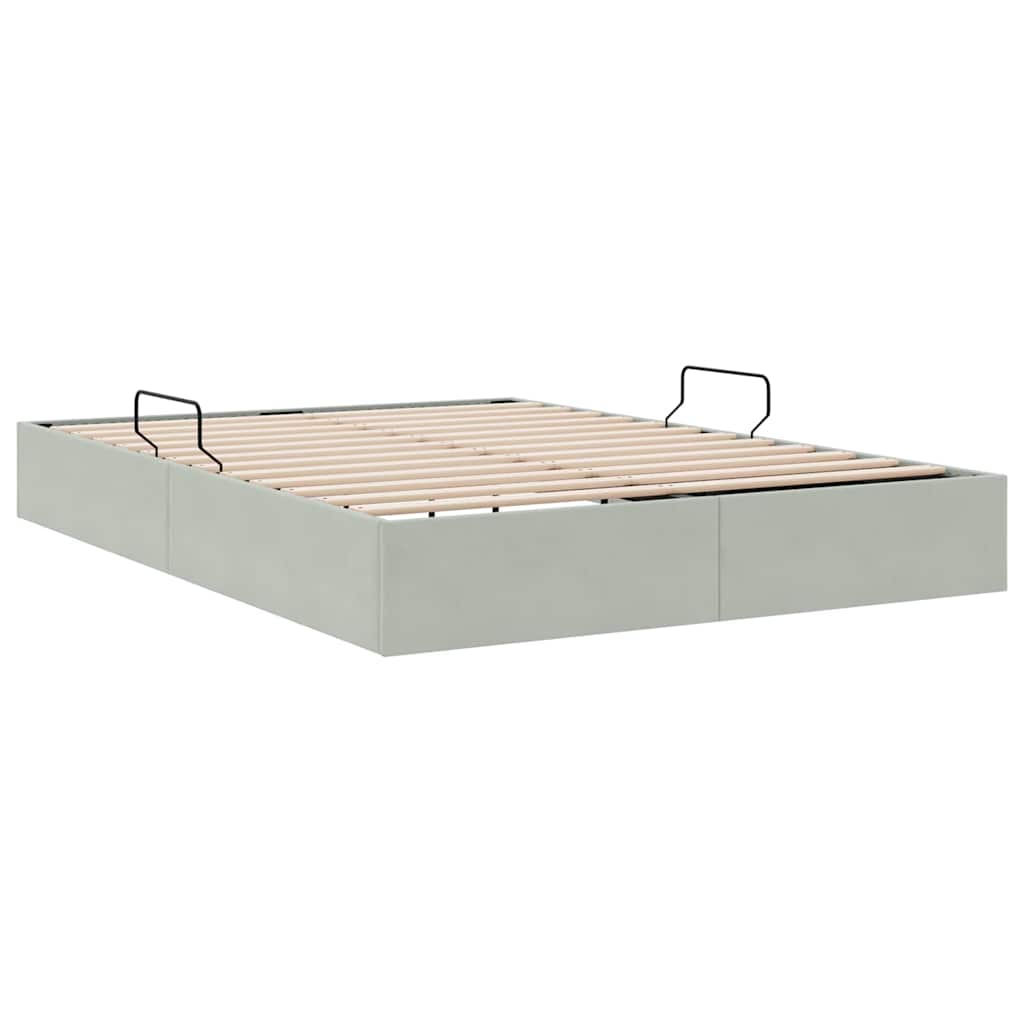 Letto con Contenitore Grigio Chiaro 137 x 190 cm Velluto | homemem39