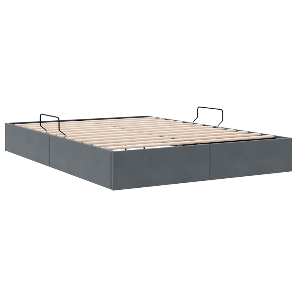 Letto con Contenitore Grigio Scuro 137 x 190 cm Velluto | homemem39