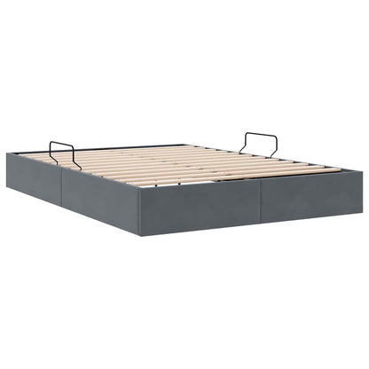 Letto con Contenitore Grigio Scuro 137 x 190 cm Velluto | homemem39