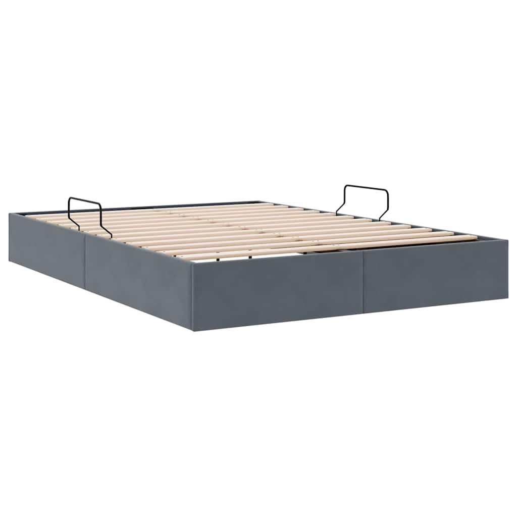 Letto con Contenitore Grigio Scuro 137 x 190 cm Velluto | homemem39