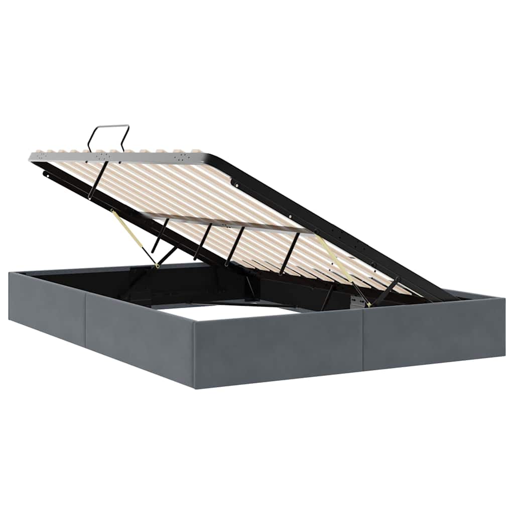 Letto con Contenitore Grigio Scuro 153 x 203 cm Velluto | homemem39