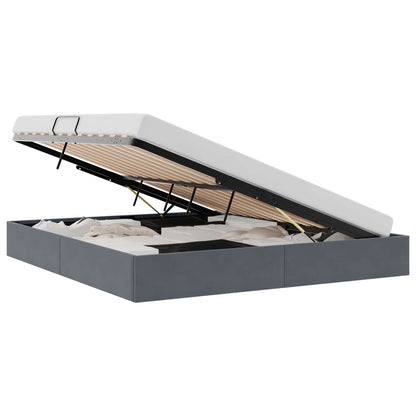 Letto con Contenitore Grigio Scuro 193 x 203 cm Velluto | homemem39