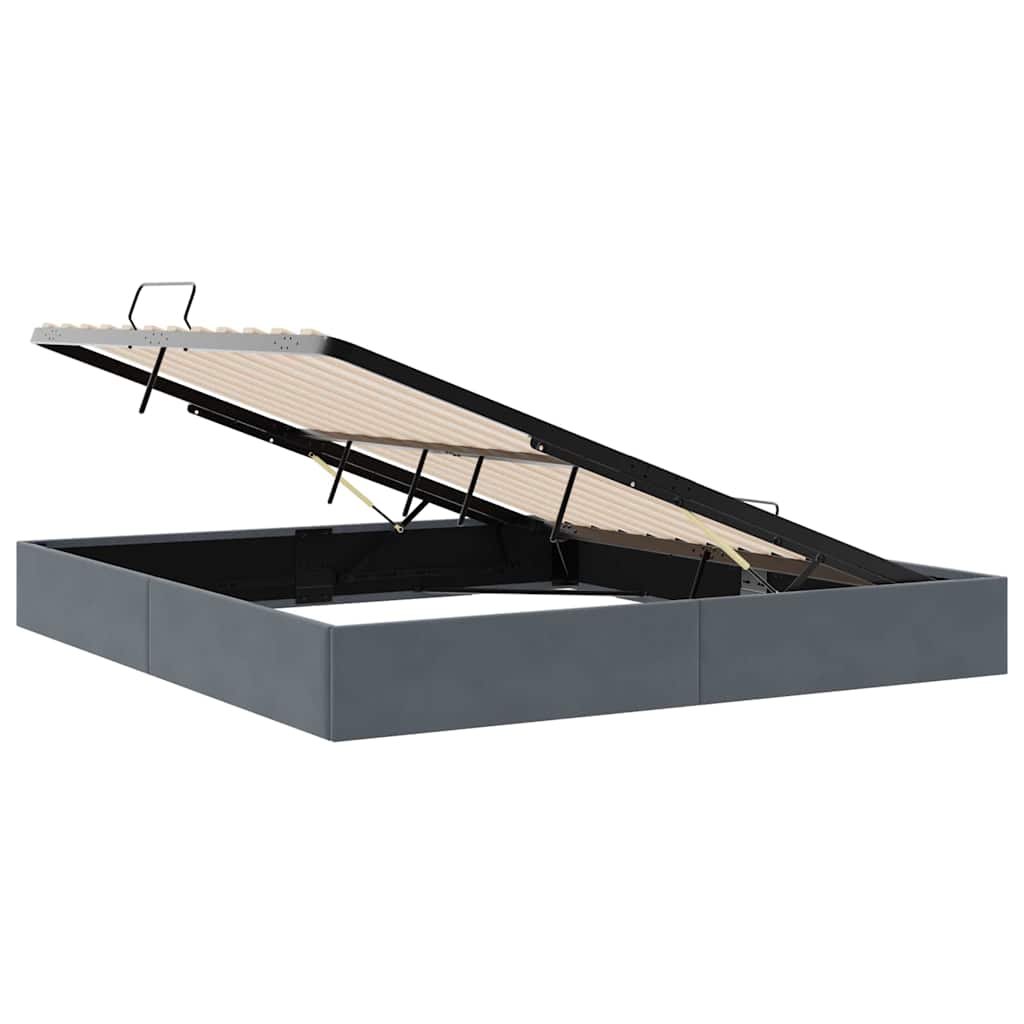 Letto con Contenitore Grigio Scuro 183 x 213 cm Velluto | homemem39
