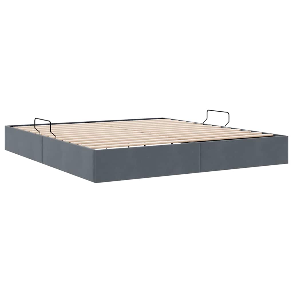 Letto con Contenitore Grigio Scuro 183 x 213 cm Velluto | homemem39