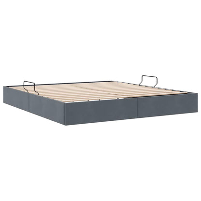 Letto con Contenitore Grigio Scuro 183 x 213 cm Velluto | homemem39