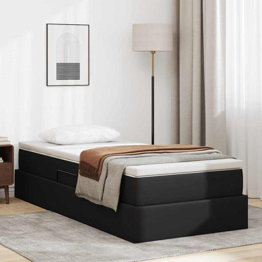 Letto con contenitore e materasso Nero 90 x 190 cm | homemem39