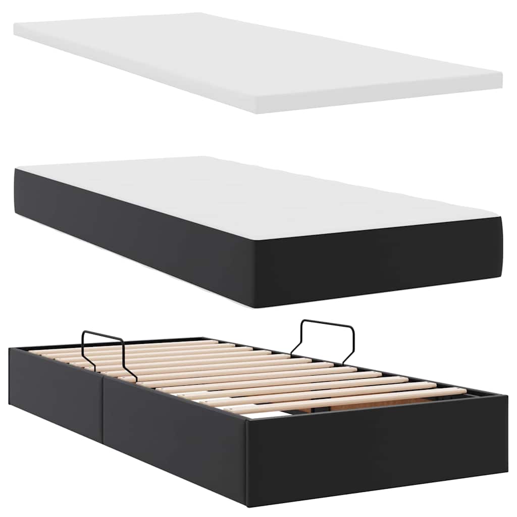 Letto con contenitore e materasso Nero 90 x 200 cm | homemem39