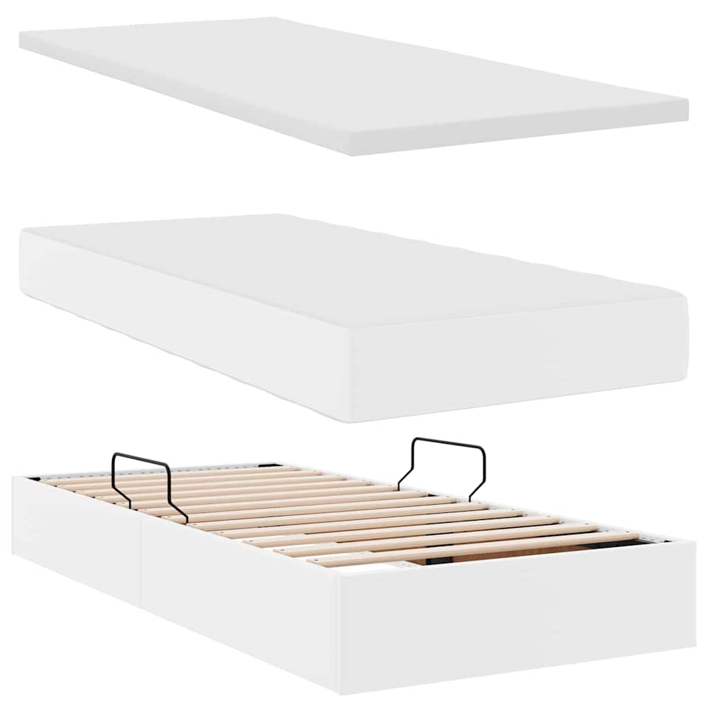 Letto con contenitore e materasso Bianco 100 x 200 cm | homemem39