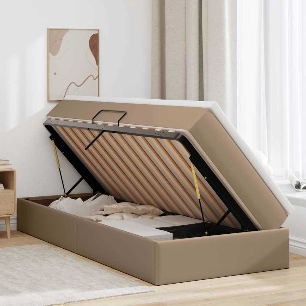 Letto con contenitore e materasso Cappuccino 100 x 200 cm | homemem39