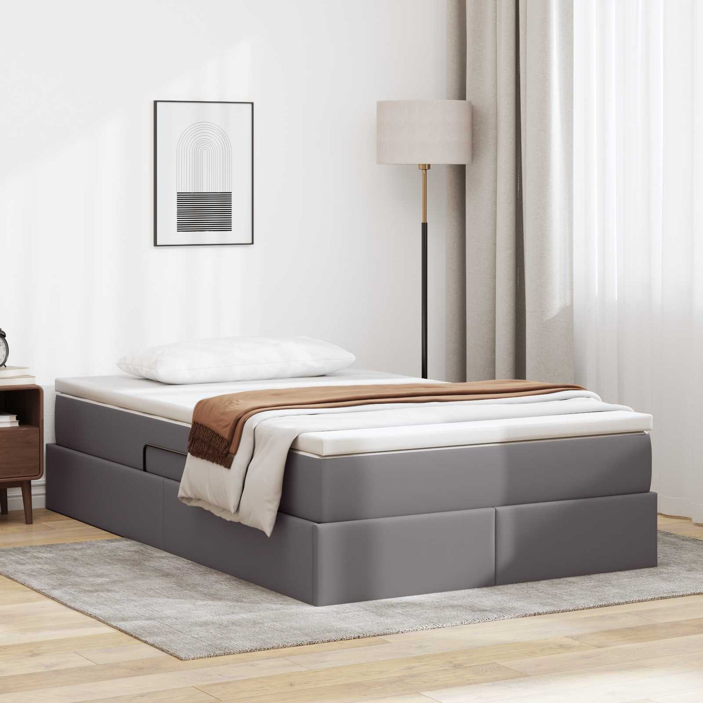 Letto con contenitore e materasso Grigio 120 x 190 cm | homemem39