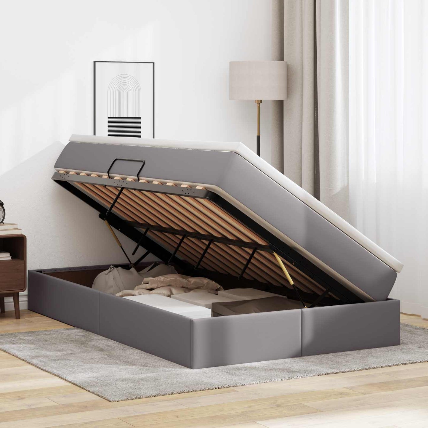 Letto con contenitore e materasso Grigio 120 x 190 cm | homemem39