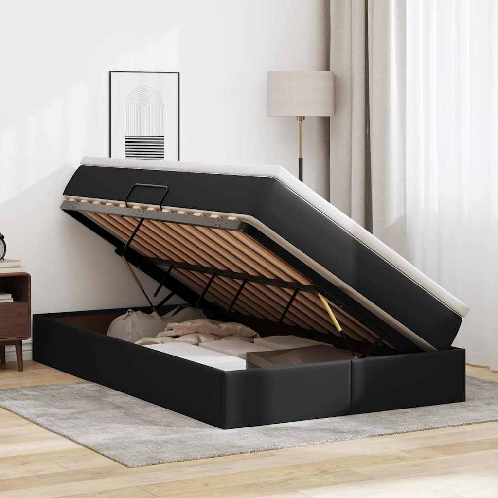 Letto con contenitore e materasso Nero 120 x 200 cm | homemem39