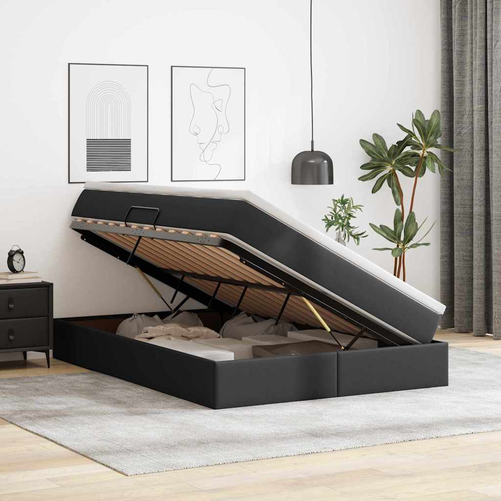 Letto con contenitore e materasso Nero 140 x 190 cm | homemem39