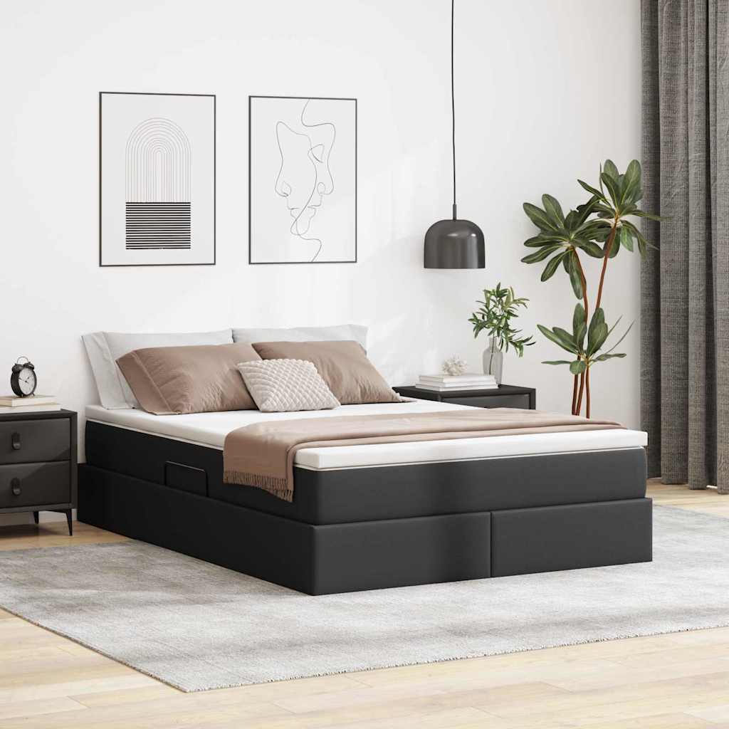 Letto con contenitore e materasso Nero 140 x 200 cm | homemem39