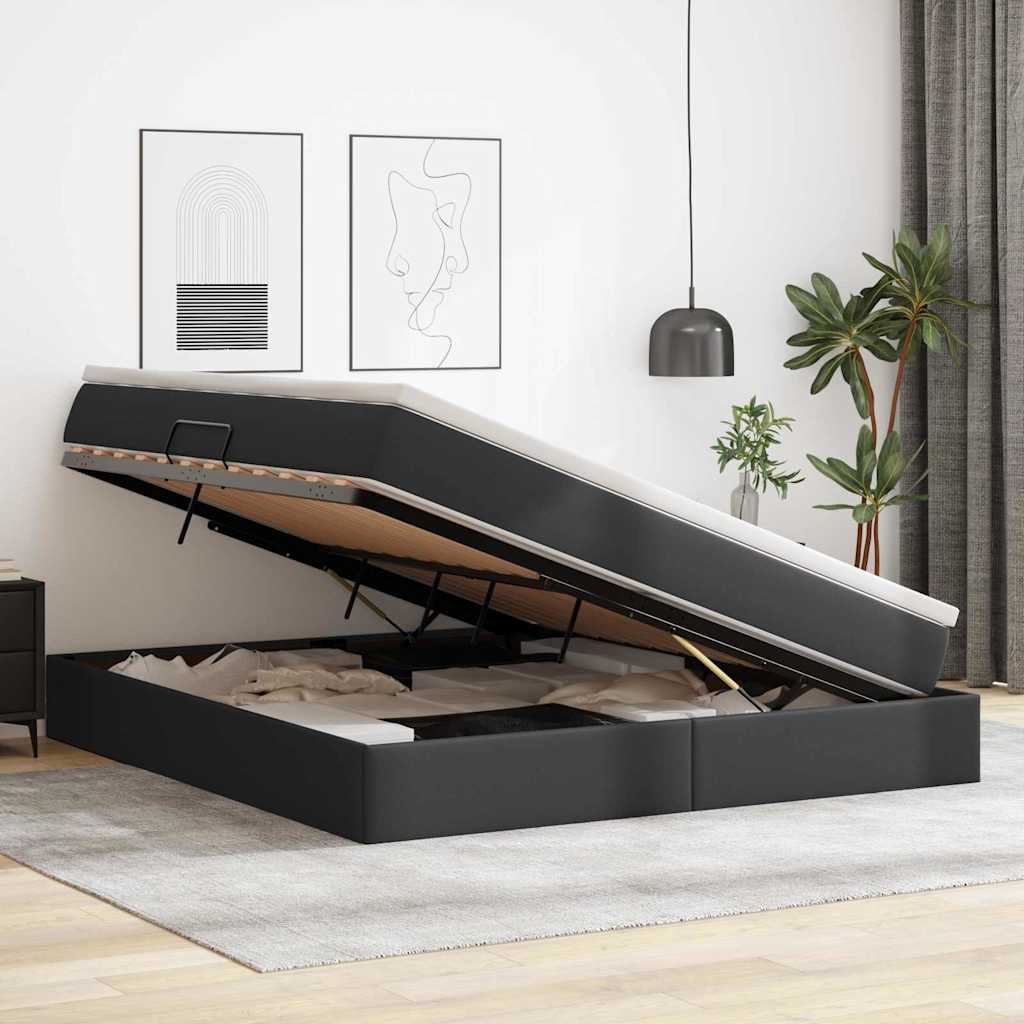 Letto con contenitore e materasso Nero 160 x 200 cm | homemem39