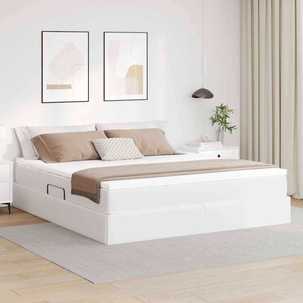 Letto con contenitore e materasso Bianco 160 x 200 cm | homemem39