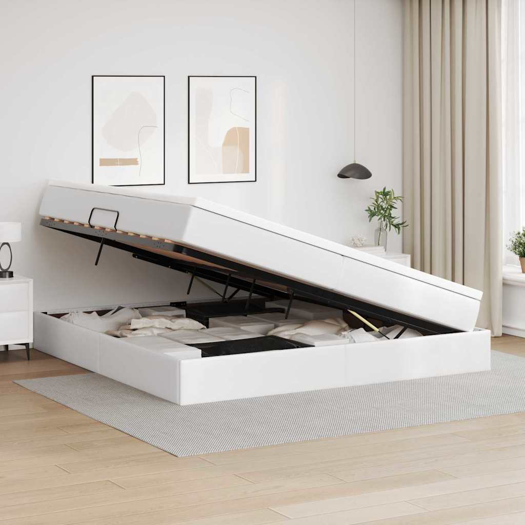 Letto con contenitore e materasso Bianco 200 x 200 cm | homemem39
