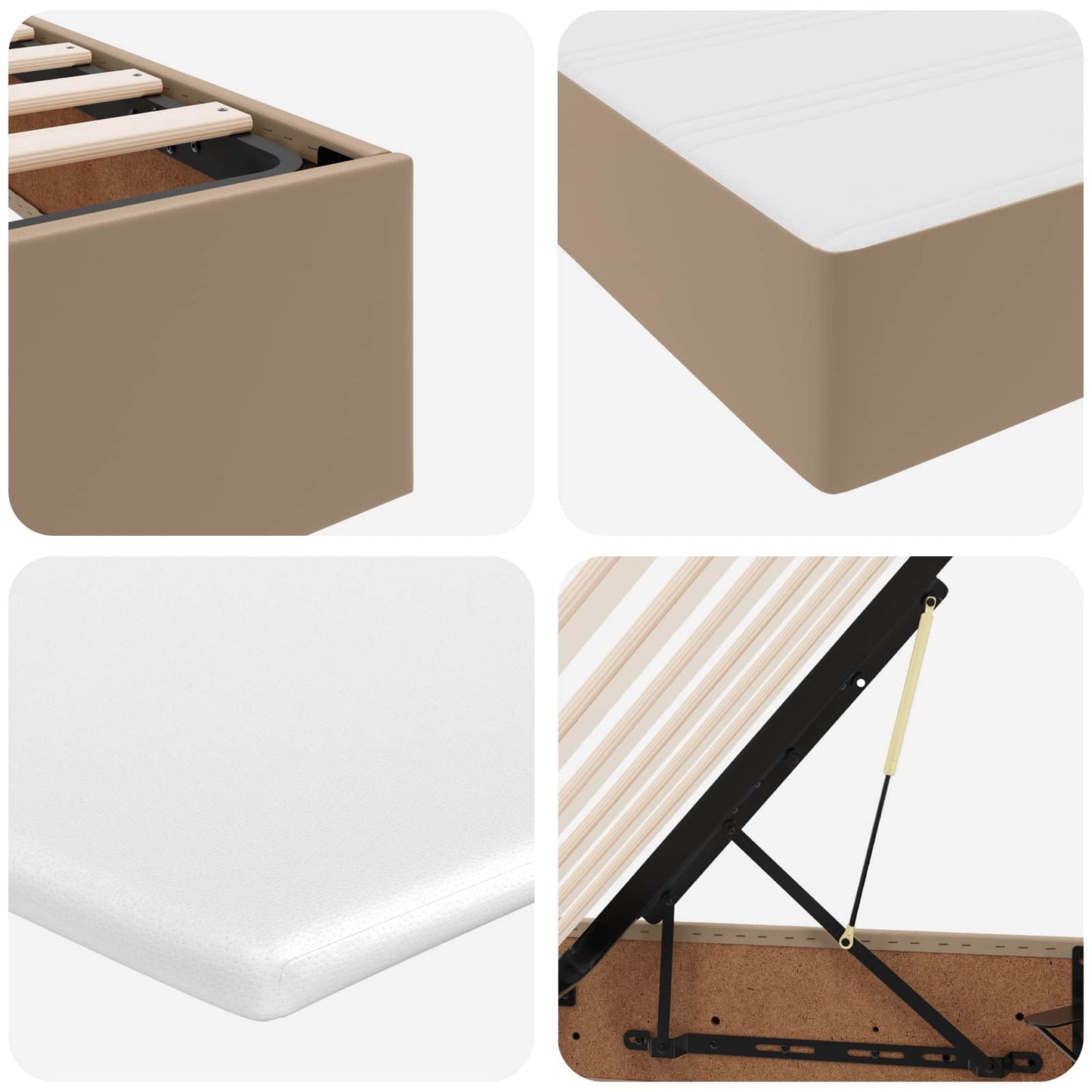 Letto con contenitore e materasso Cappuccino 200 x 200 cm | homemem39