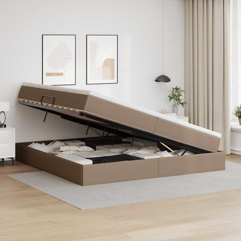 Letto con contenitore e materasso Cappuccino 200 x 200 cm | homemem39