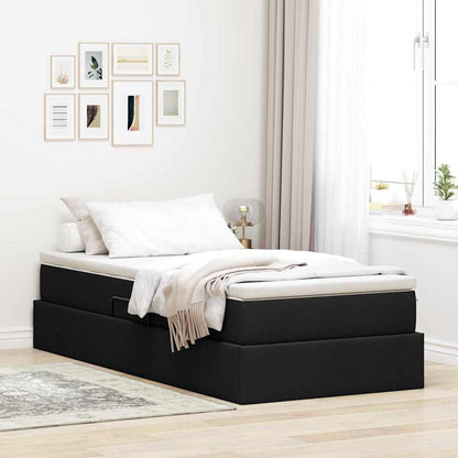 Letto con contenitore e materasso Nero 90 x 190 cm Poliestere | homemem39