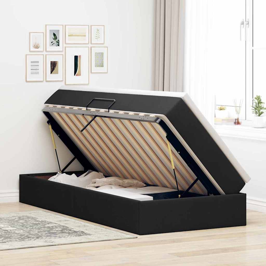 Letto con contenitore e materasso Nero 90 x 190 cm Poliestere | homemem39