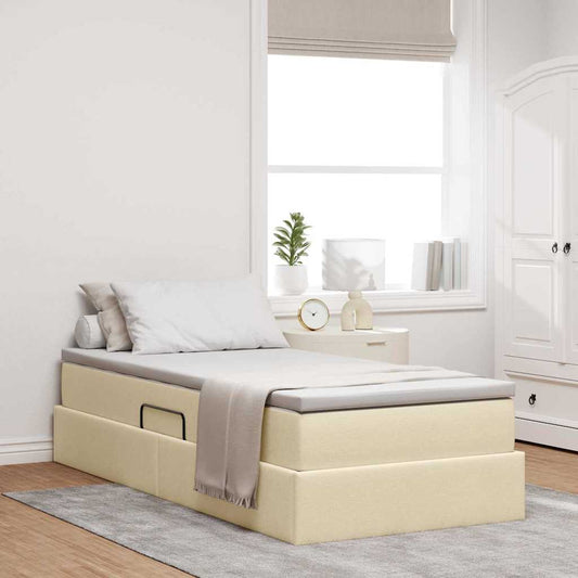 Letto con contenitore e materasso Crema 90 x 200 cm Poliestere | homemem39