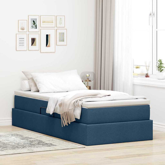 Letto con contenitore e materasso Blu 90 x 200 cm Poliestere | homemem39