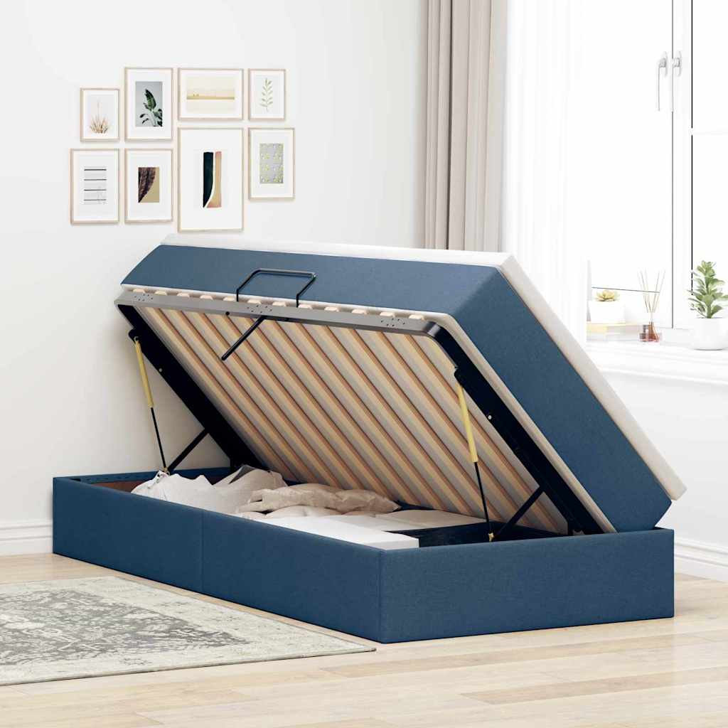 Letto con contenitore e materasso Blu 90 x 200 cm Poliestere | homemem39