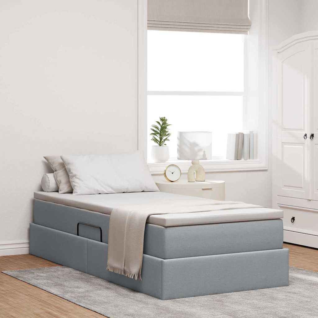 Letto con contenitore e materasso Grigio chiaro 100 x 200 cm | homemem39