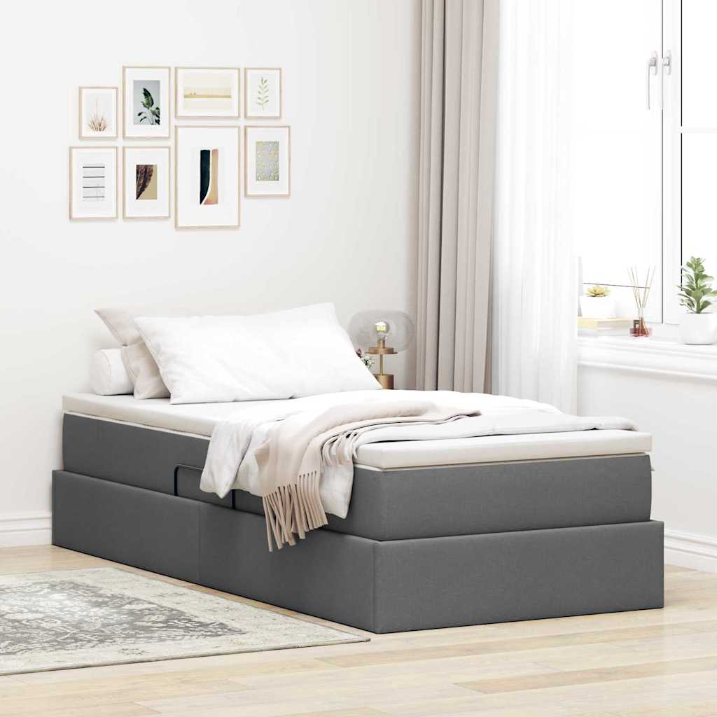 Letto con contenitore e materasso Grigio scuro 100 x 200 cm | homemem39