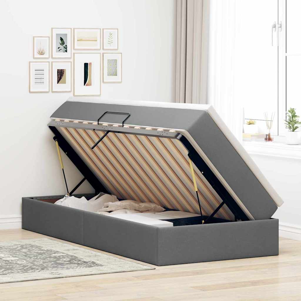 Letto con contenitore e materasso Grigio scuro 100 x 200 cm | homemem39