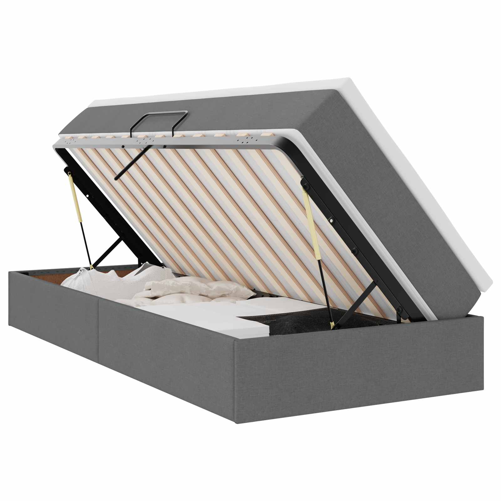 Letto con contenitore e materasso Grigio scuro 100 x 200 cm | homemem39