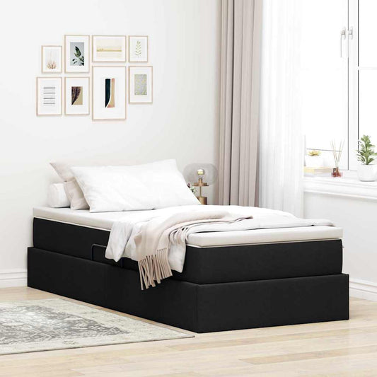 Letto con contenitore e materasso Nero 100 x 200 cm Poliestere | homemem39