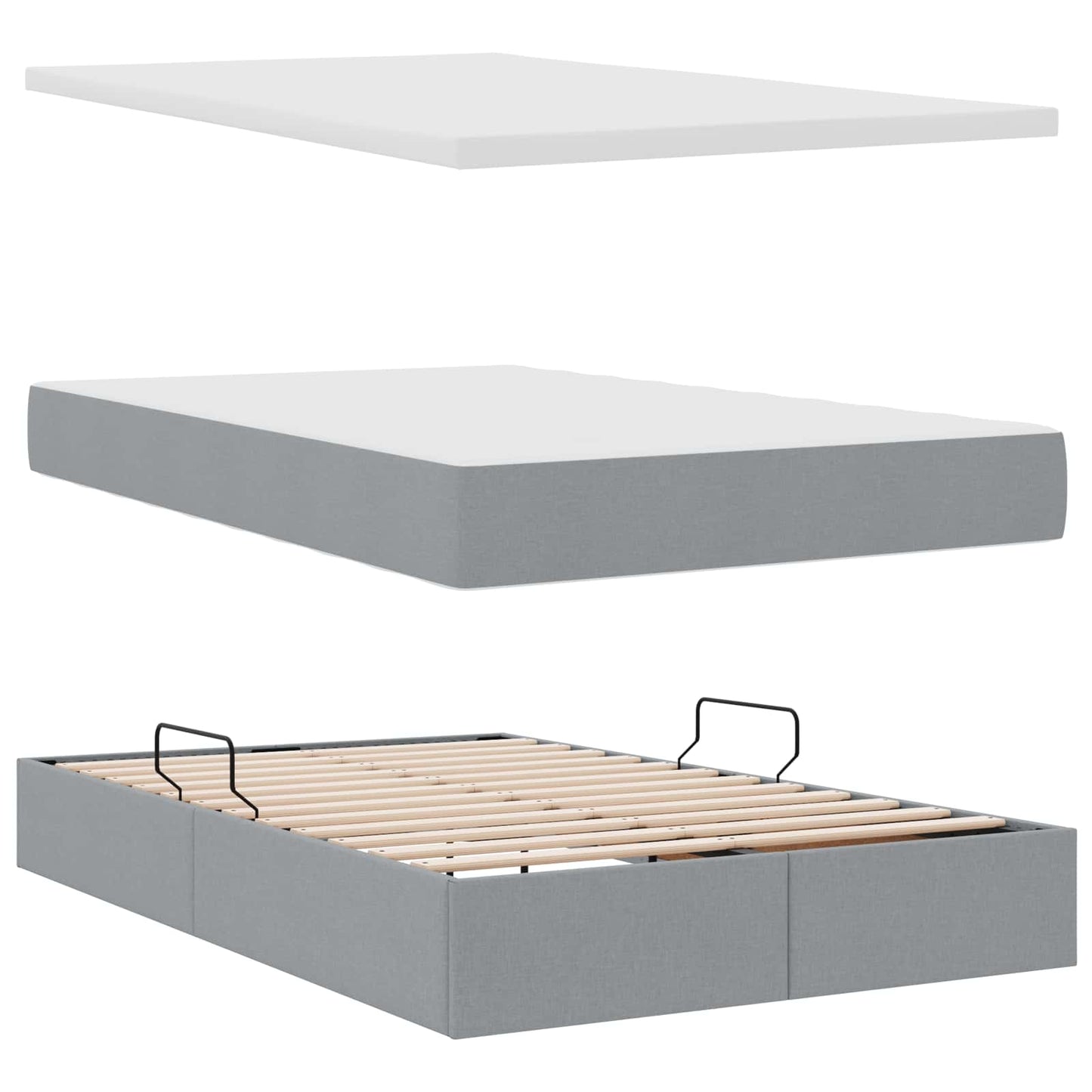 Letto con contenitore e materasso Grigio chiaro 120 x 190 cm | homemem39