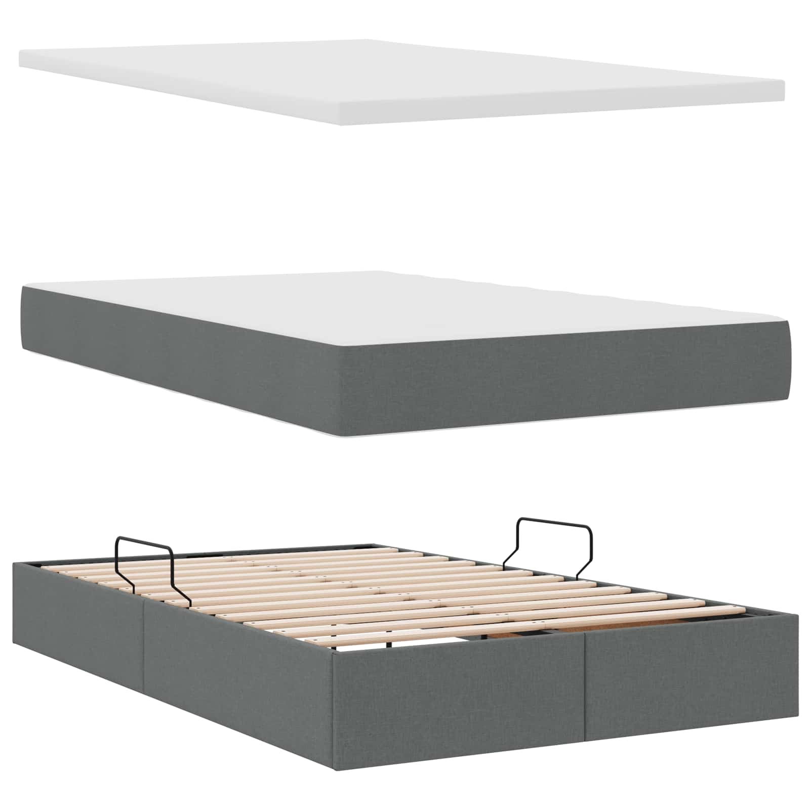 Letto con contenitore e materasso Grigio scuro 120 x 190 cm | homemem39