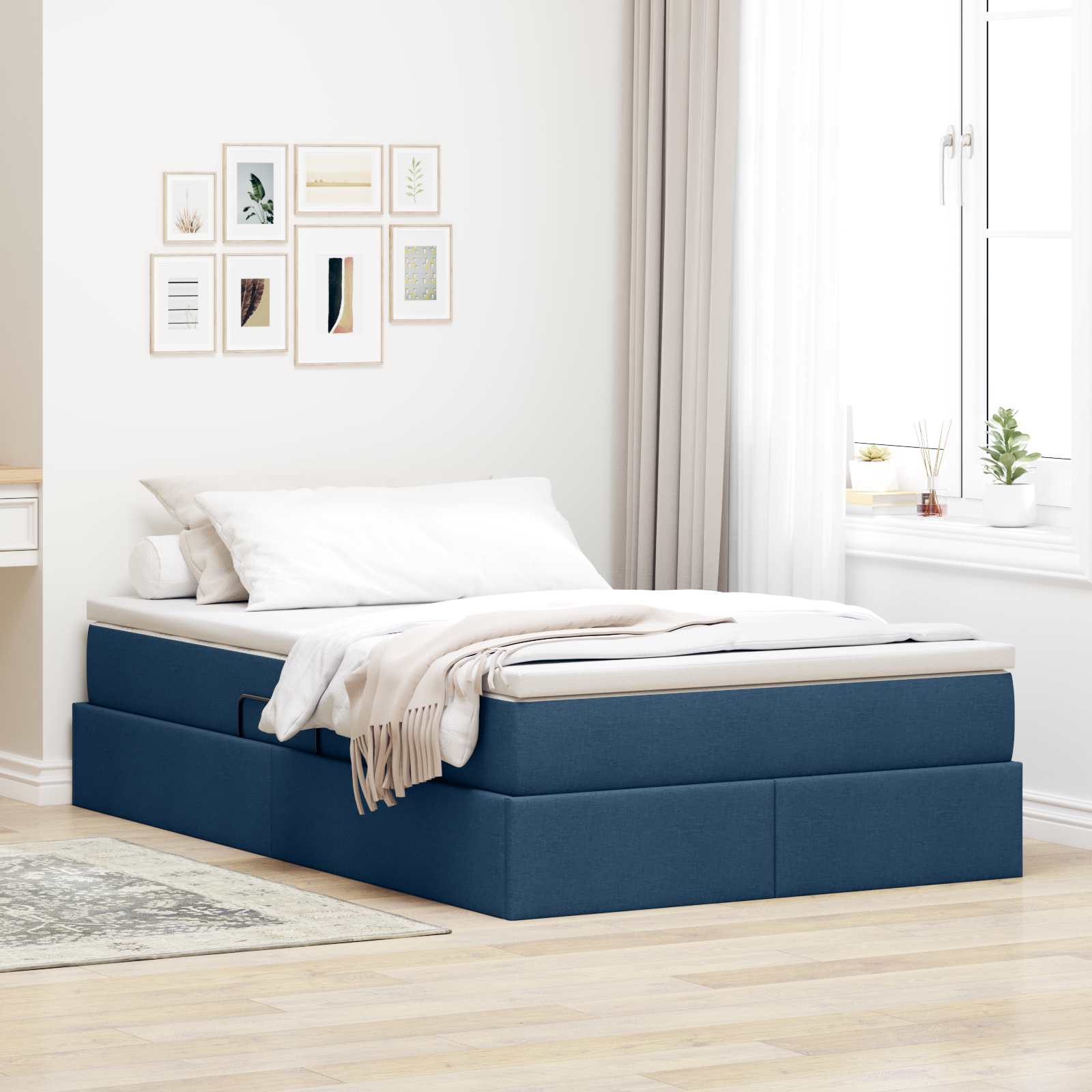 Letto con contenitore e materasso Blu 120 x 190 cm Poliestere | homemem39