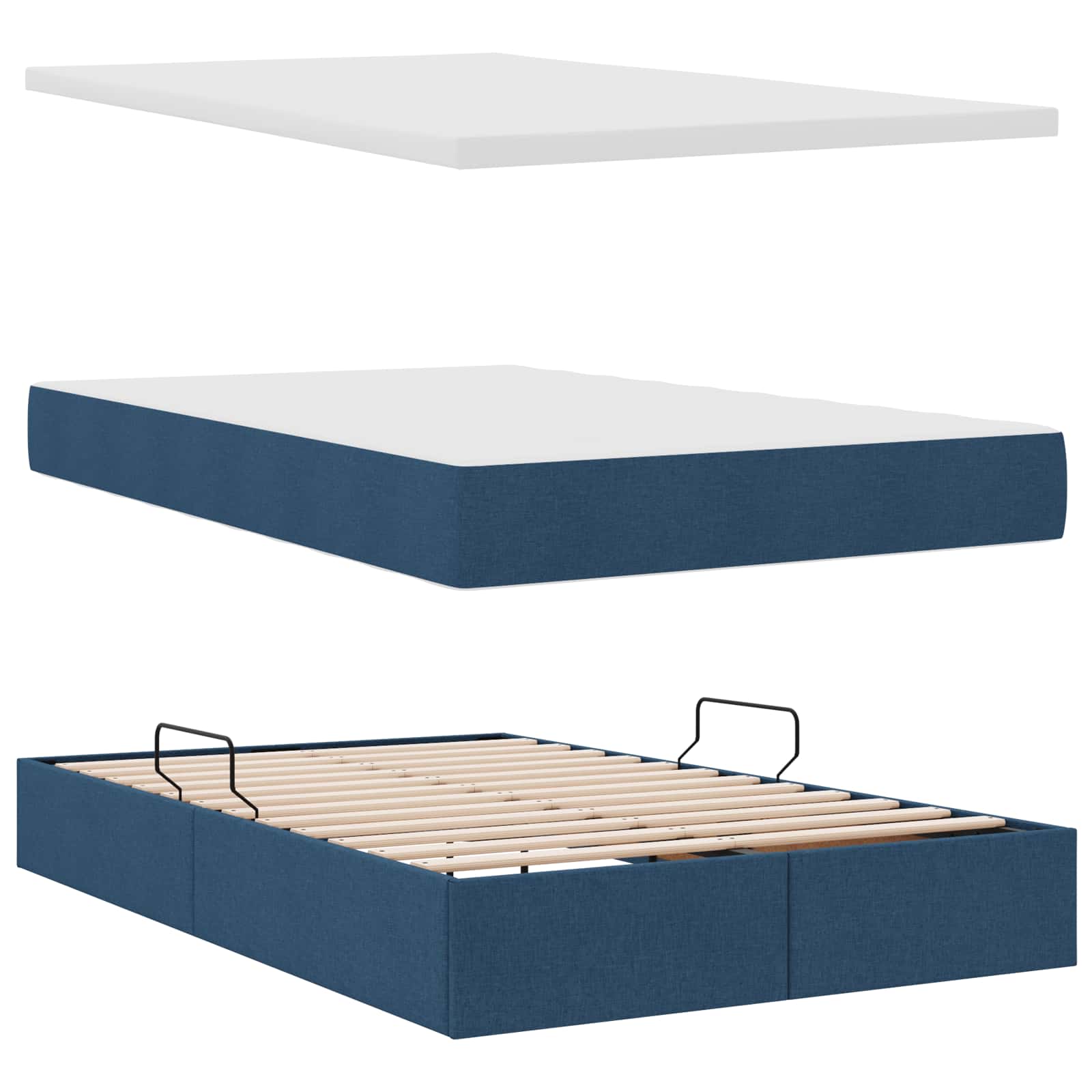 Letto con contenitore e materasso Blu 120 x 190 cm Poliestere | homemem39