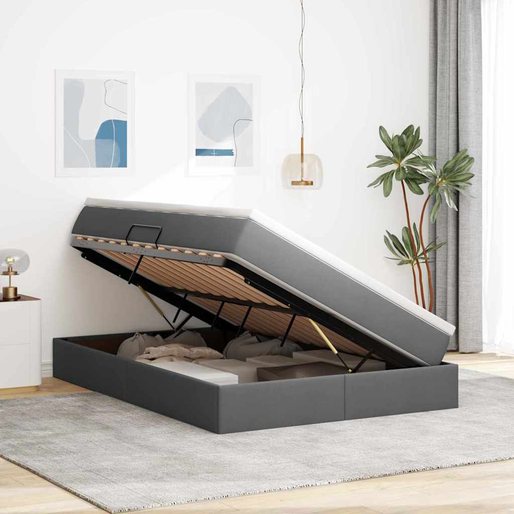 Letto con contenitore e materasso Grigio scuro 140 x 190 cm | homemem39