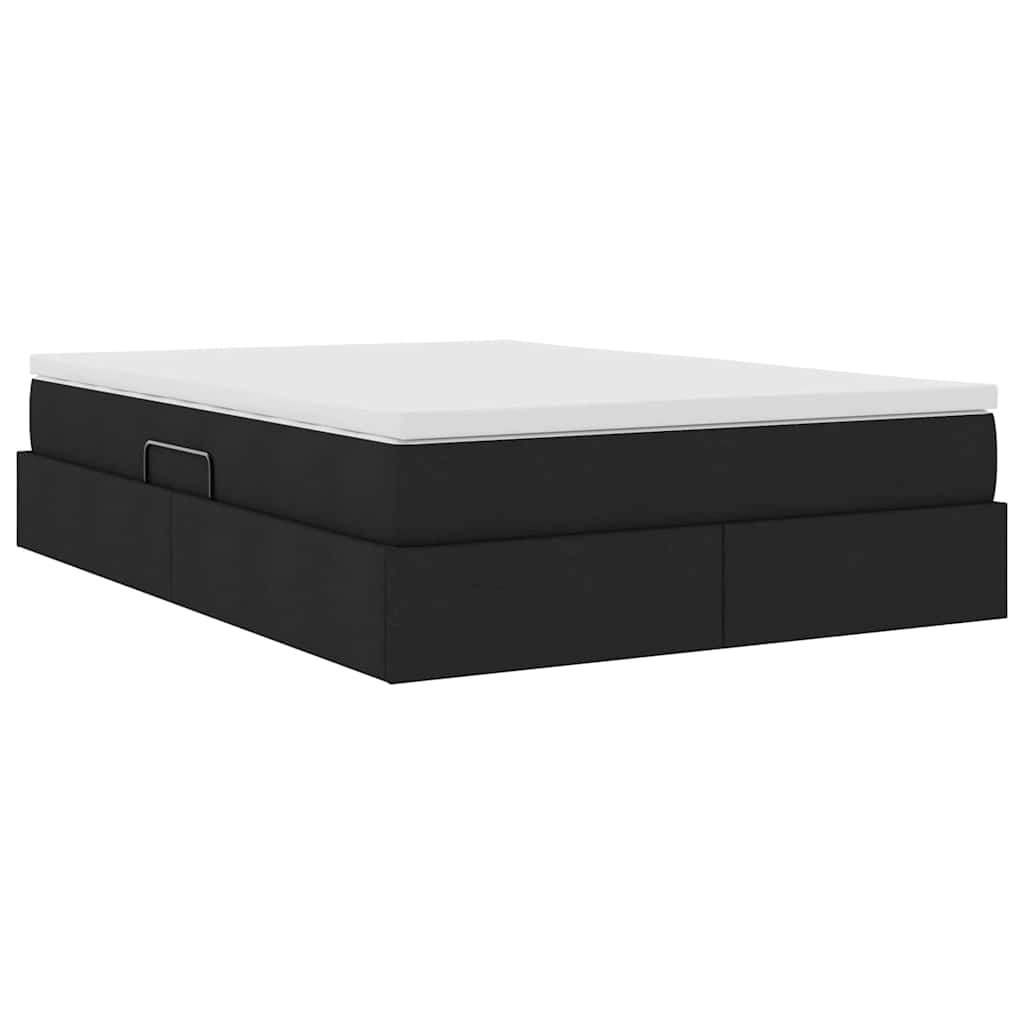 Letto con contenitore e materasso Nero 140 x 190 cm Poliestere | homemem39