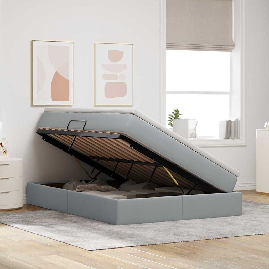 Letto con contenitore e materasso Grigio chiaro 140 x 200 cm | homemem39