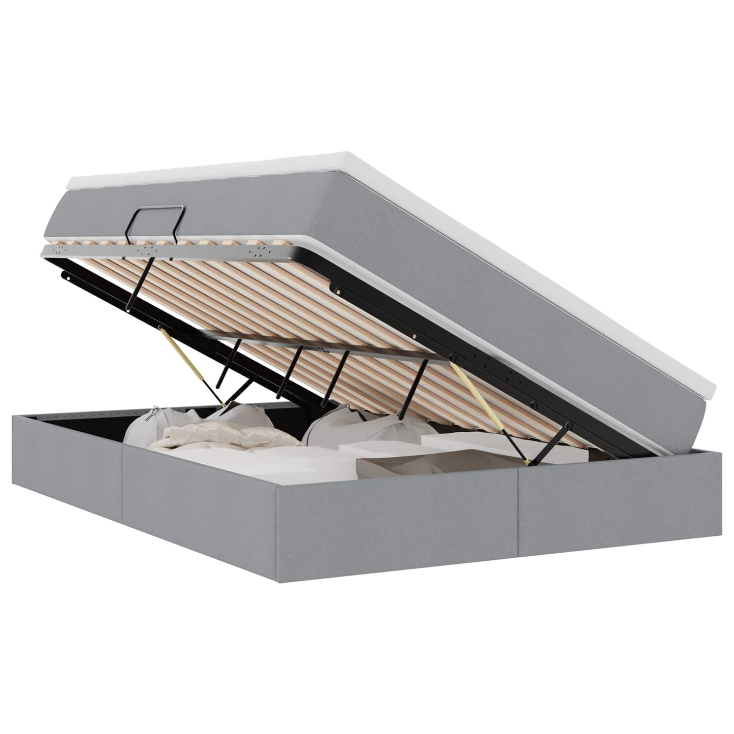 Letto con contenitore e materasso Grigio chiaro 140 x 200 cm