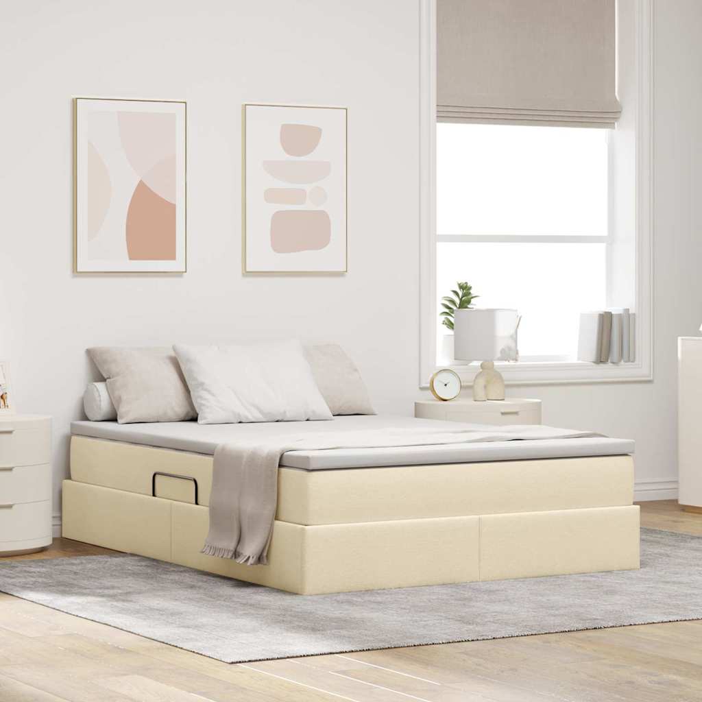 Letto con contenitore e materasso Crema 140 x 200 cm Poliestere | homemem39