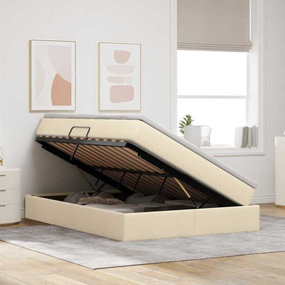 Letto con contenitore e materasso Crema 140 x 200 cm Poliestere | homemem39