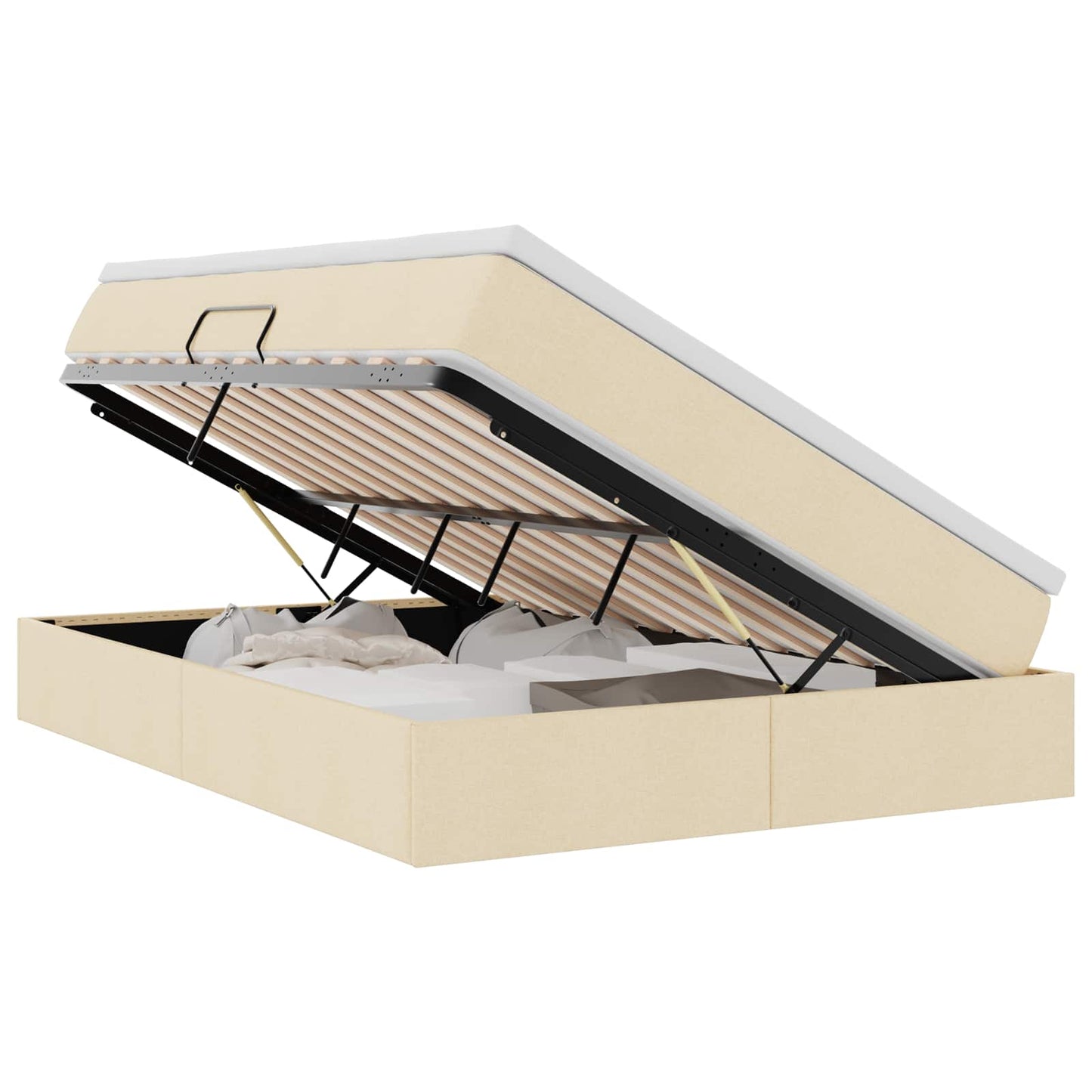 Letto con contenitore e materasso Crema 140 x 200 cm Poliestere | homemem39